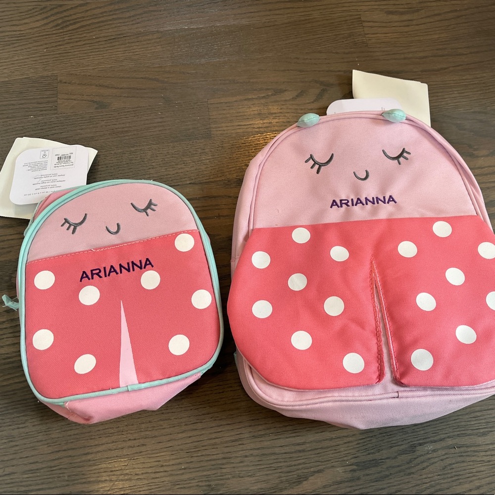 Pottery barn lady bug back pack and lunch box set "Arianna"